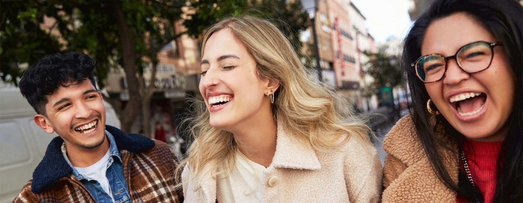 a group of people laughing